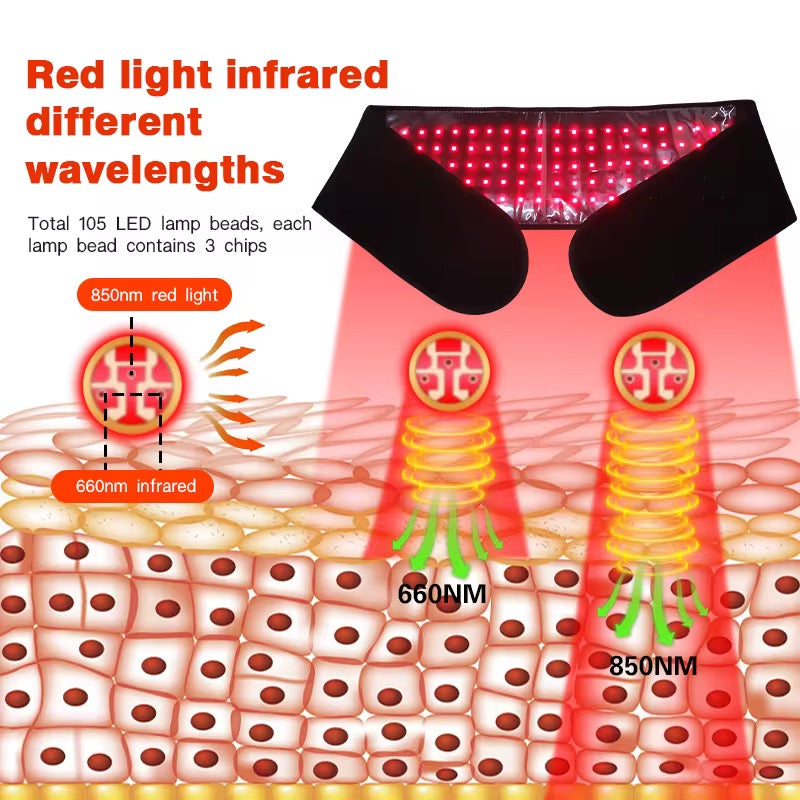 Portable Rechargeable 5000 mAh Lower Back Pain Led Red Infrared Light Therapy Wrap Belt For Body