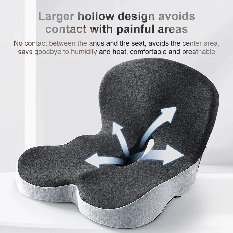 One Piece Memory Foam Car Seat Cushion & Lumbar Back Support Pillow For Car, Office, Chair Home Pressure-Relief