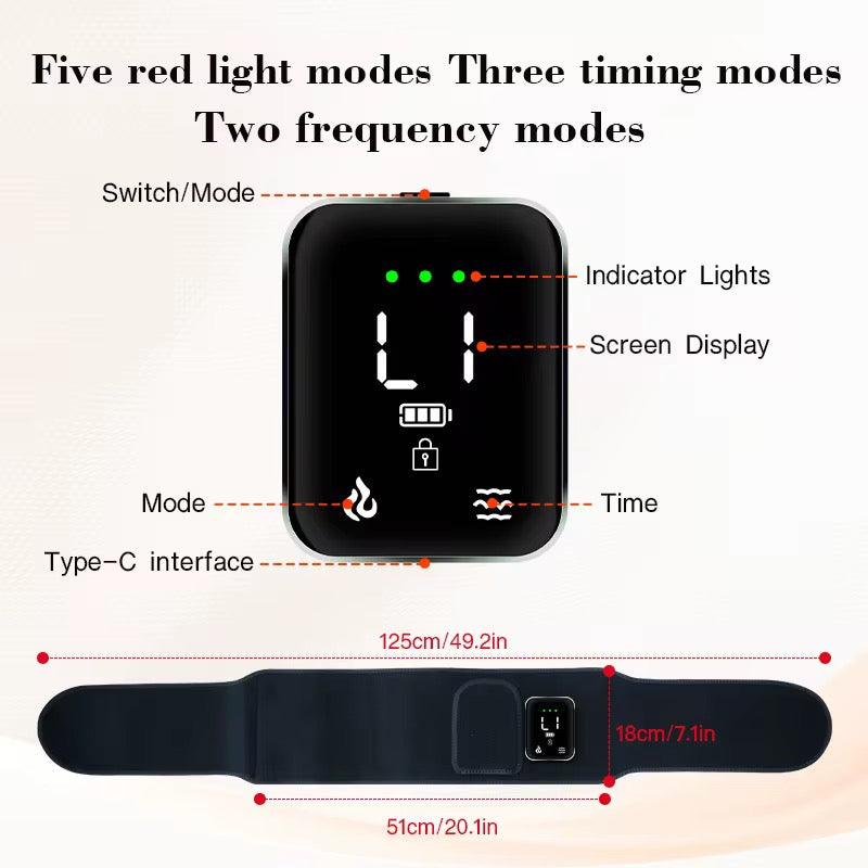 Portable Rechargeable 5000 mAh Lower Back Pain Led Red Infrared Light Therapy Wrap Belt For Body
