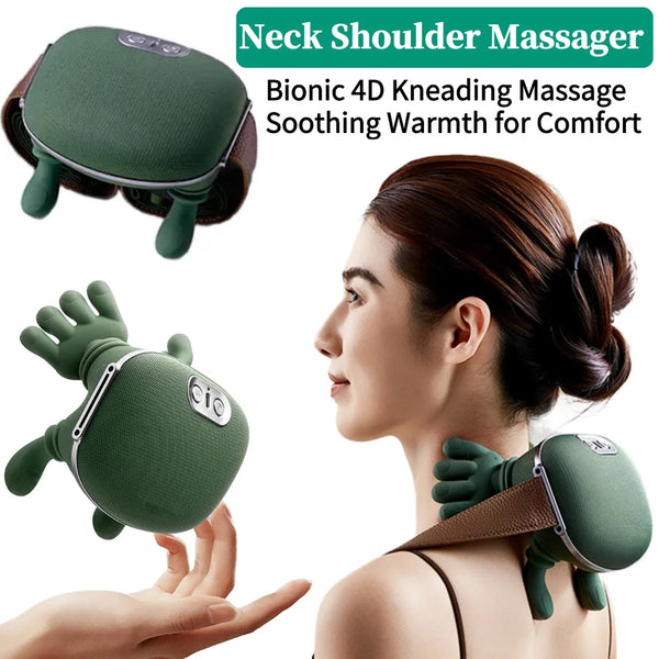 Bionic Neck Shoulder Massager Heated Back Massagers Electric Kneading Muscles Massage Pillow Neck Supplies Gifts For Friends