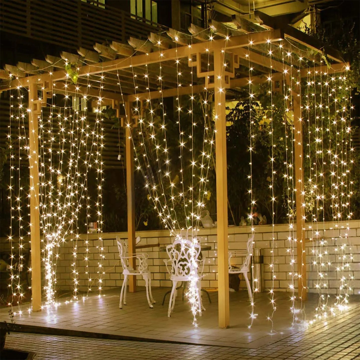 3M 300 LED Curtain String Lights with Remote, 8 Modes, IP44 Waterproof